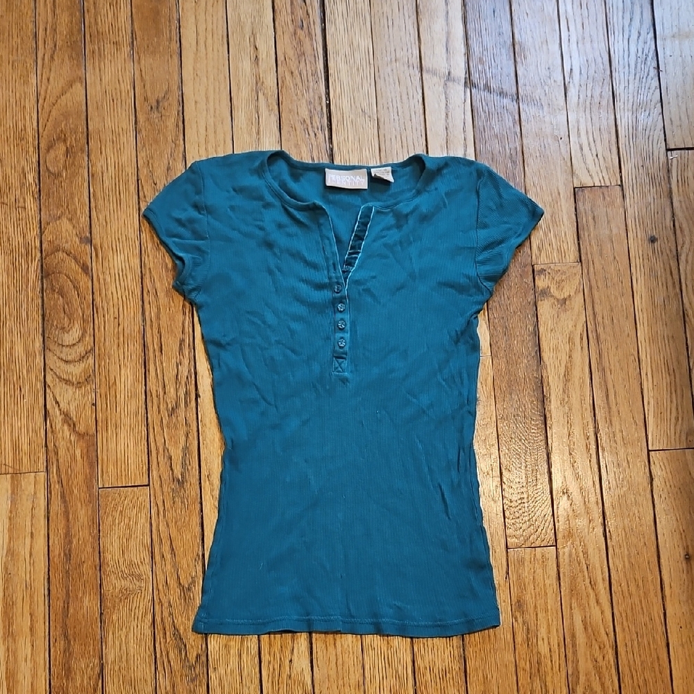 Teal Button-Down Women's Top